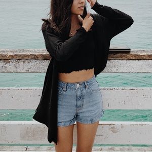 High waisted denim shorts